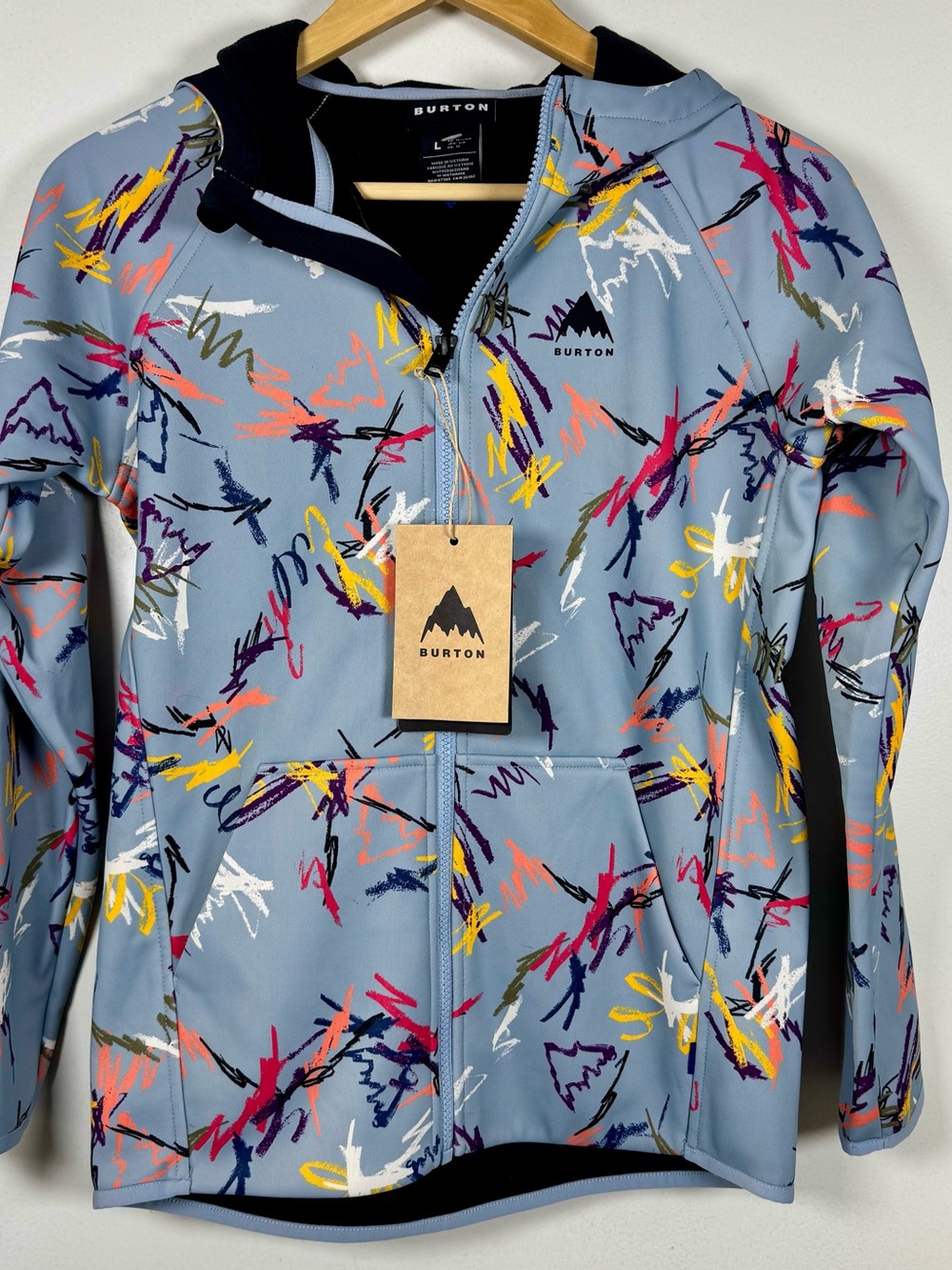 Burton Crown Weatherproof Full Zip Fleece Jacket Kids Large 12 Scribble NWT Ski